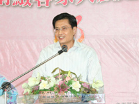 黃玉振主委在茶會上致詞。